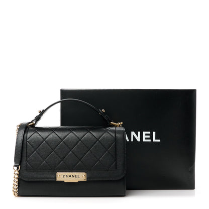 Chanel Grained Calfskin Quilted Medium Label Click Flap Bag Black 11 of 11