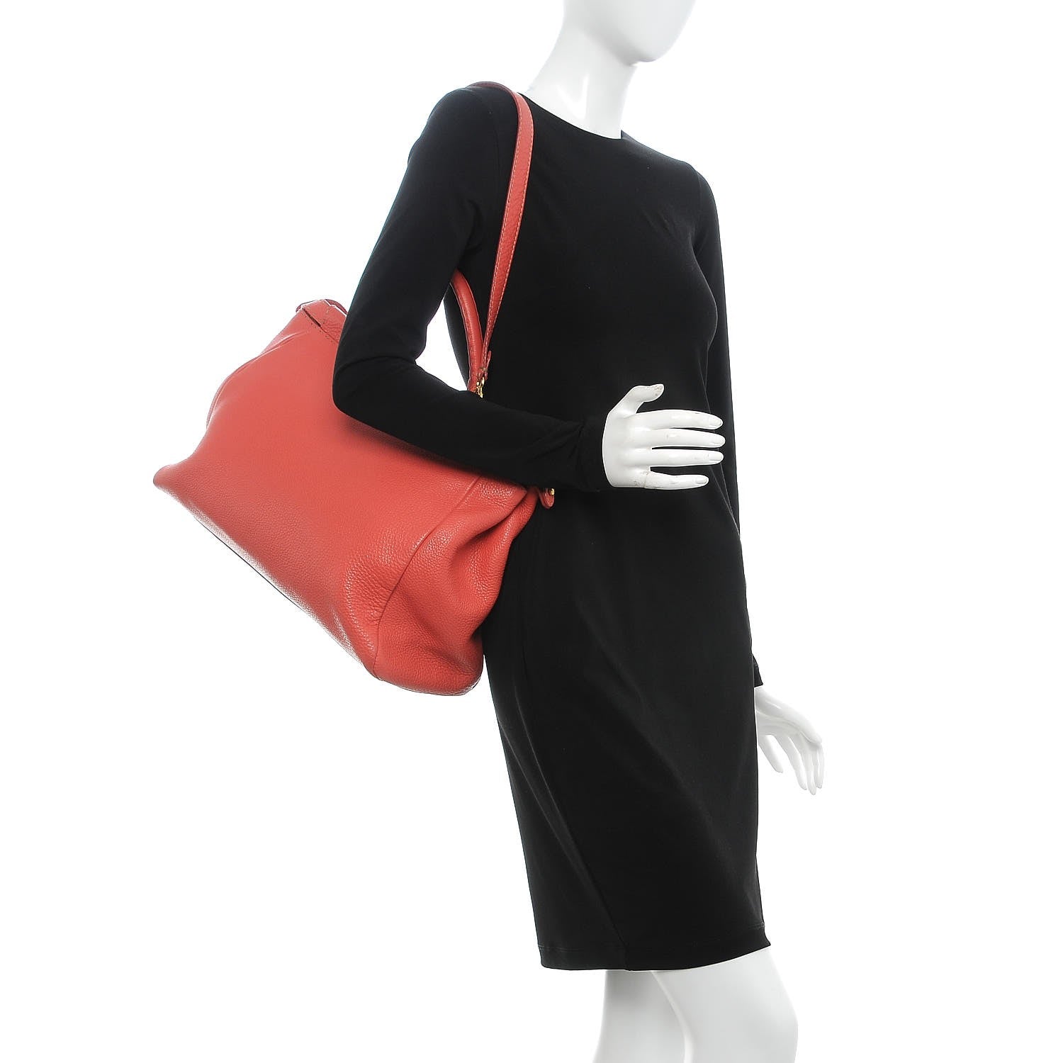 Fendi Cuoio Romano Selleria Large Peekaboo Iconic Satchel Coral 2 of 15