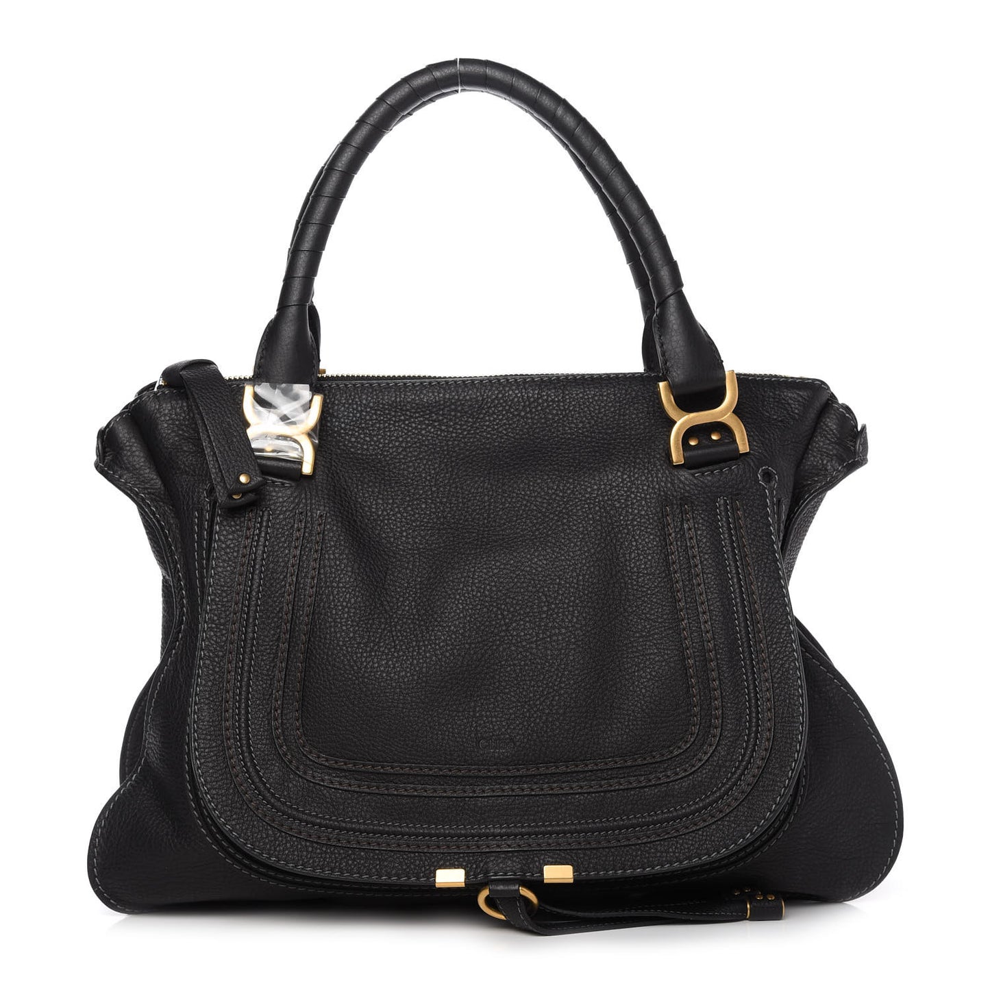 Calfskin Large Marcie Satchel Black
