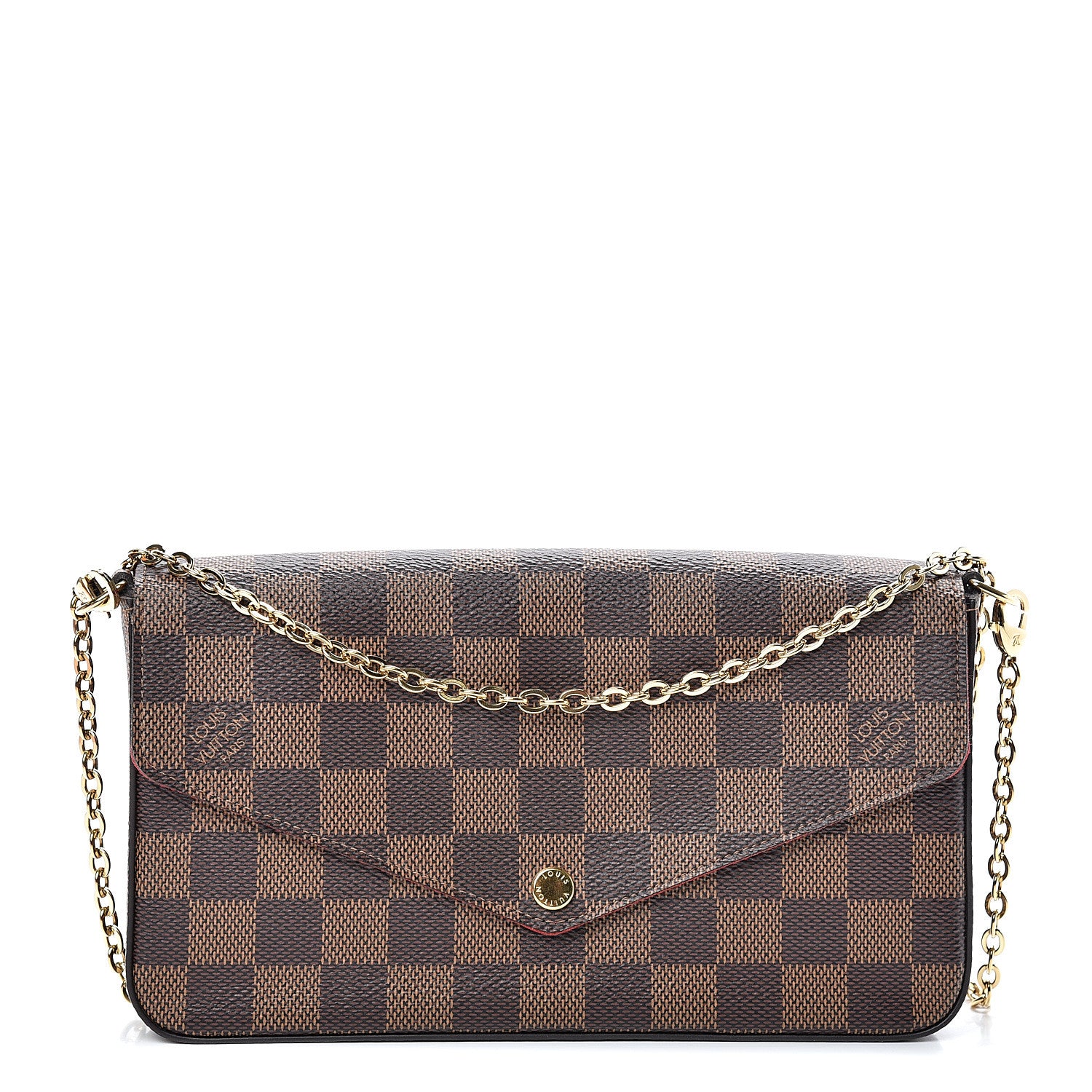 Louis Vuitton Damier Ebene Pochette Felicie Chain Wallet 1 of 12