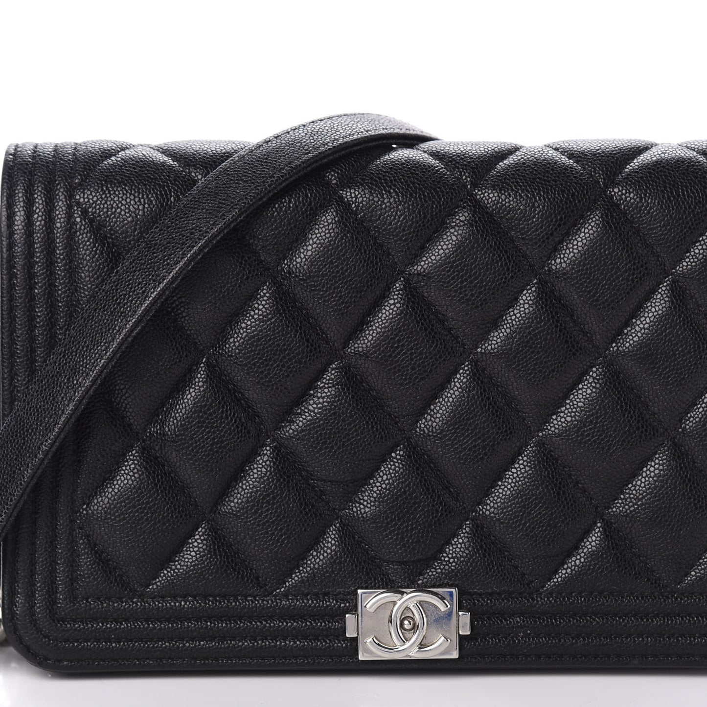 Caviar Quilted Boy Wallet On Chain WOC Black