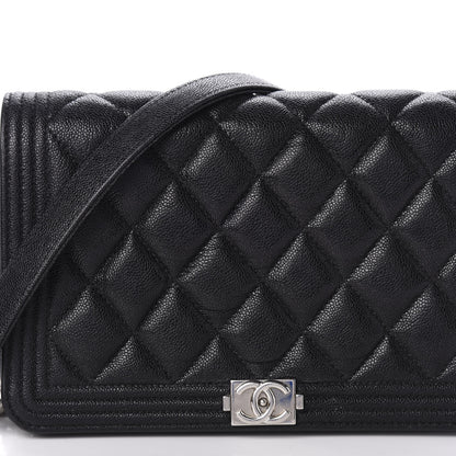 Chanel Caviar Quilted Boy Wallet On Chain WOC Black 11 of 12