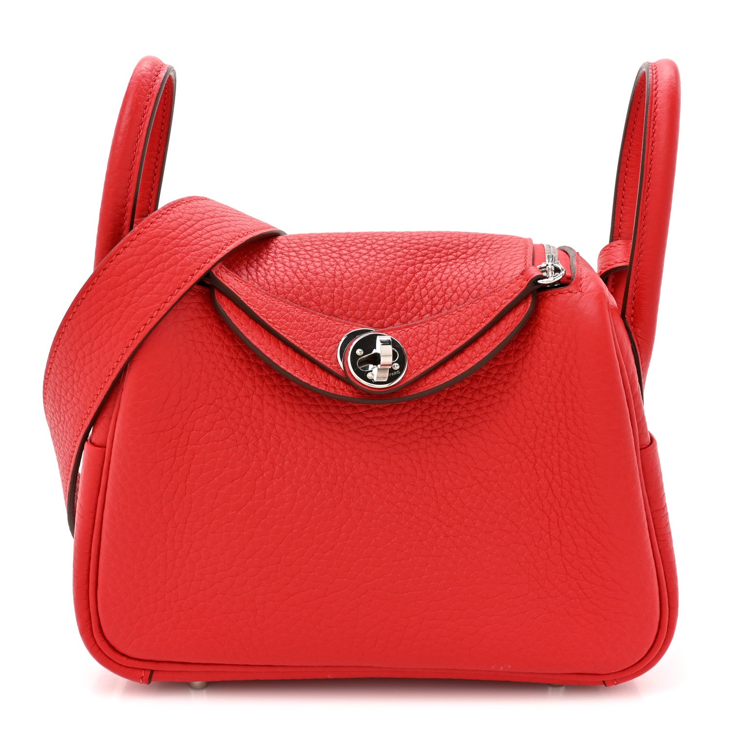 Hermes Taurillon Clemence Mini Lindy 20 Rouge Radieux 1 of 11