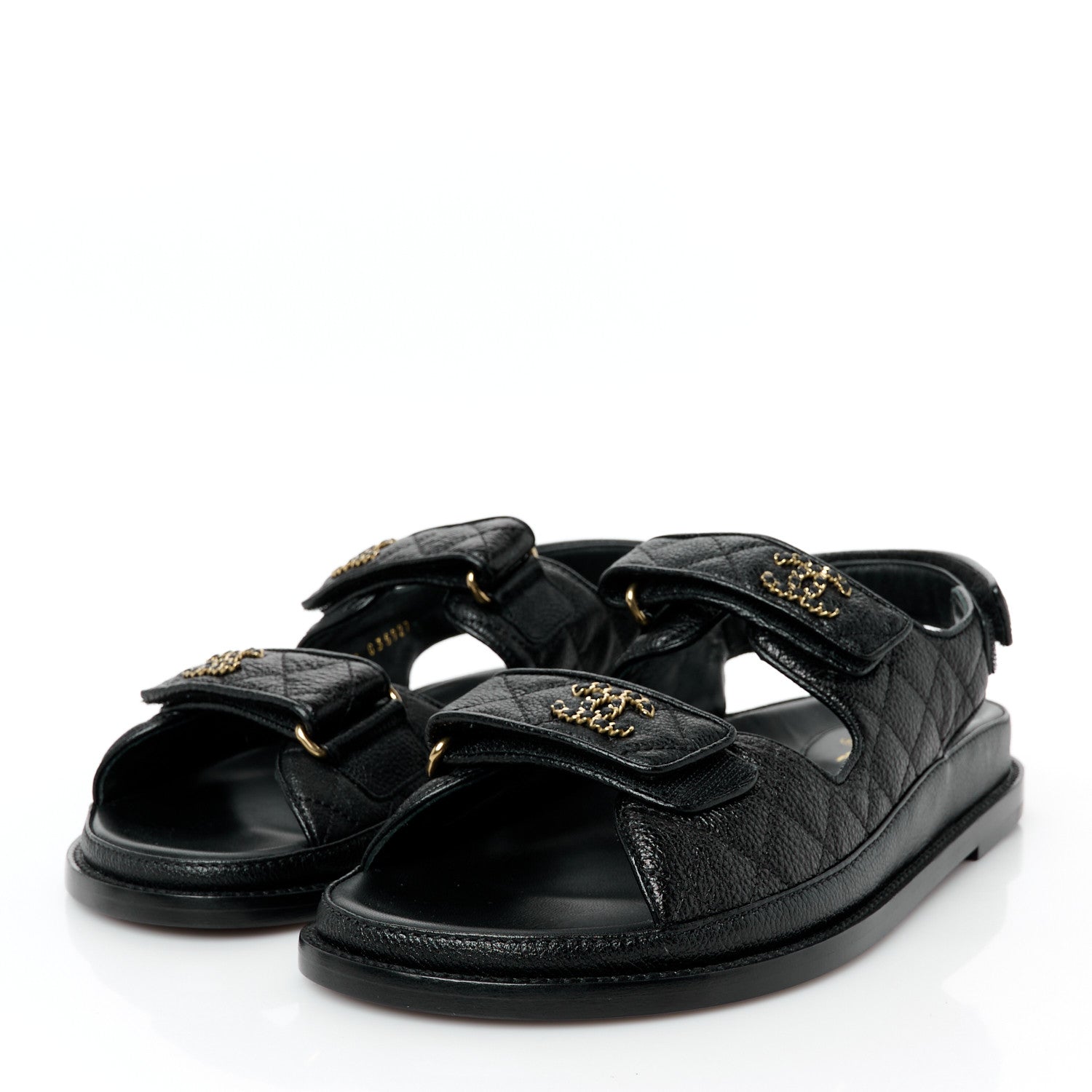 Chanel Grained Calfskin Velcro Dad Sandals 39.5 Black 4 of 10