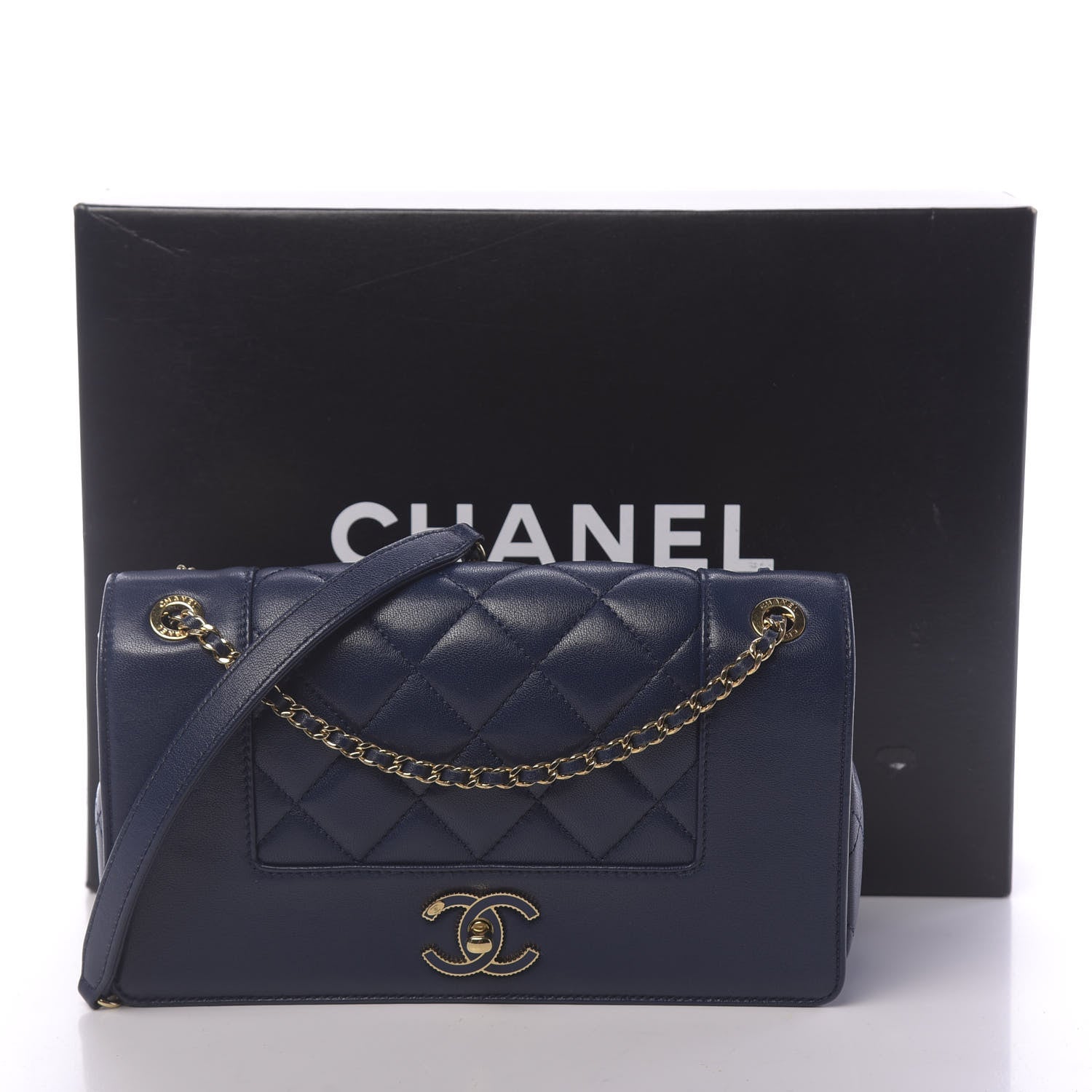 Chanel Sheepskin Quilted Medium Vintage Mademoiselle Flap Dark Navy 13 of 13