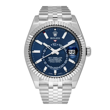 Rolex Stainless Steel 18K White Gold 42mm Oyster Perpetual Sky-Dweller Watch Bright Blue 326934 1 of 5