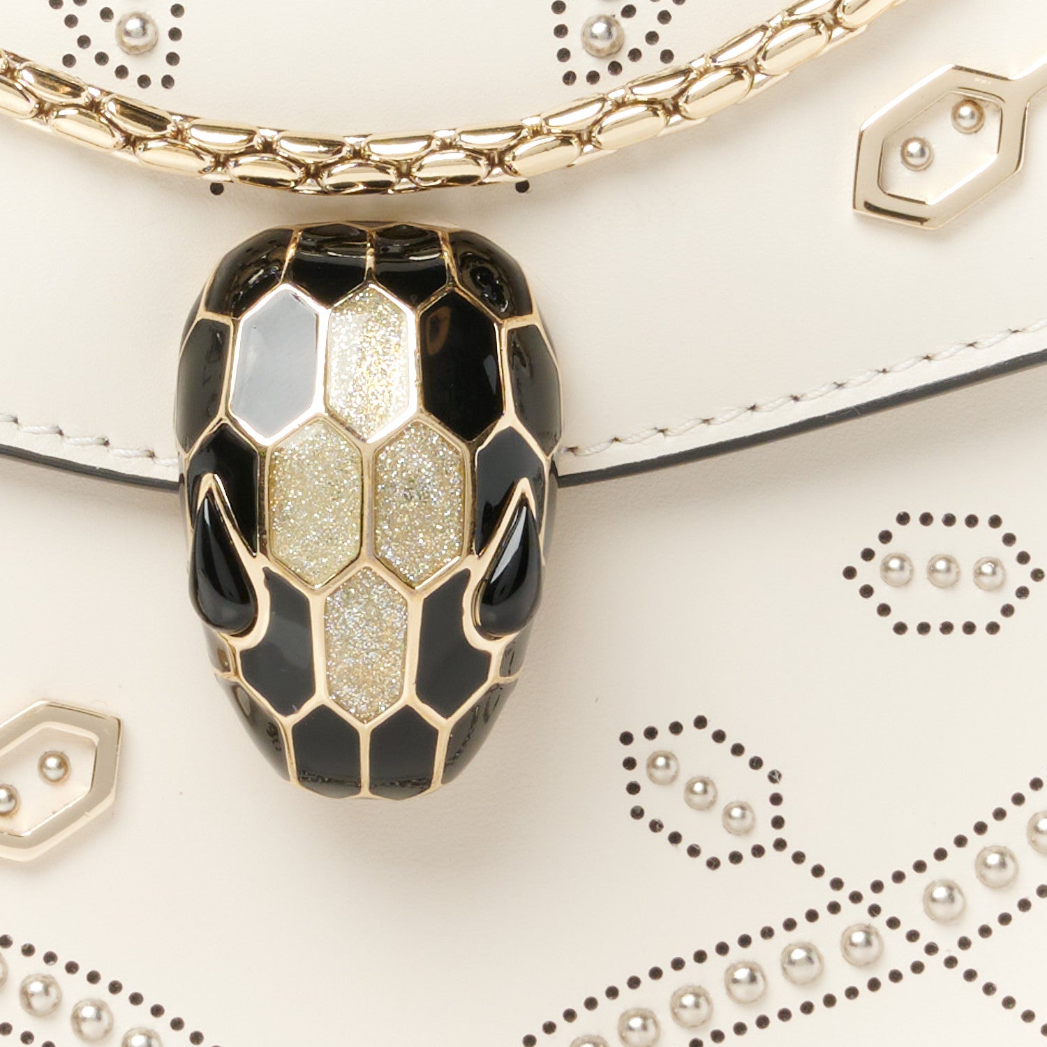 Bulgari Calfskin Studded Serpenti In Love Forever Crossbody Bag White 9 of 11