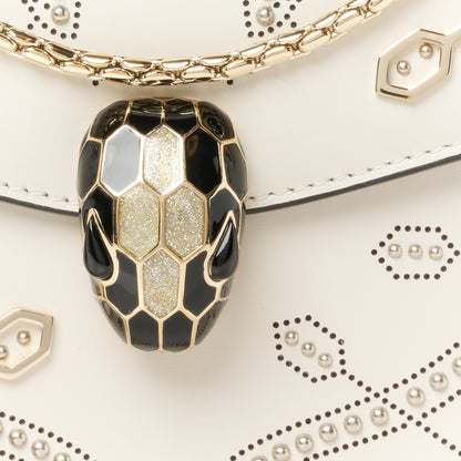 Bulgari Calfskin Studded Serpenti In Love Forever Crossbody Bag White 9 of 11