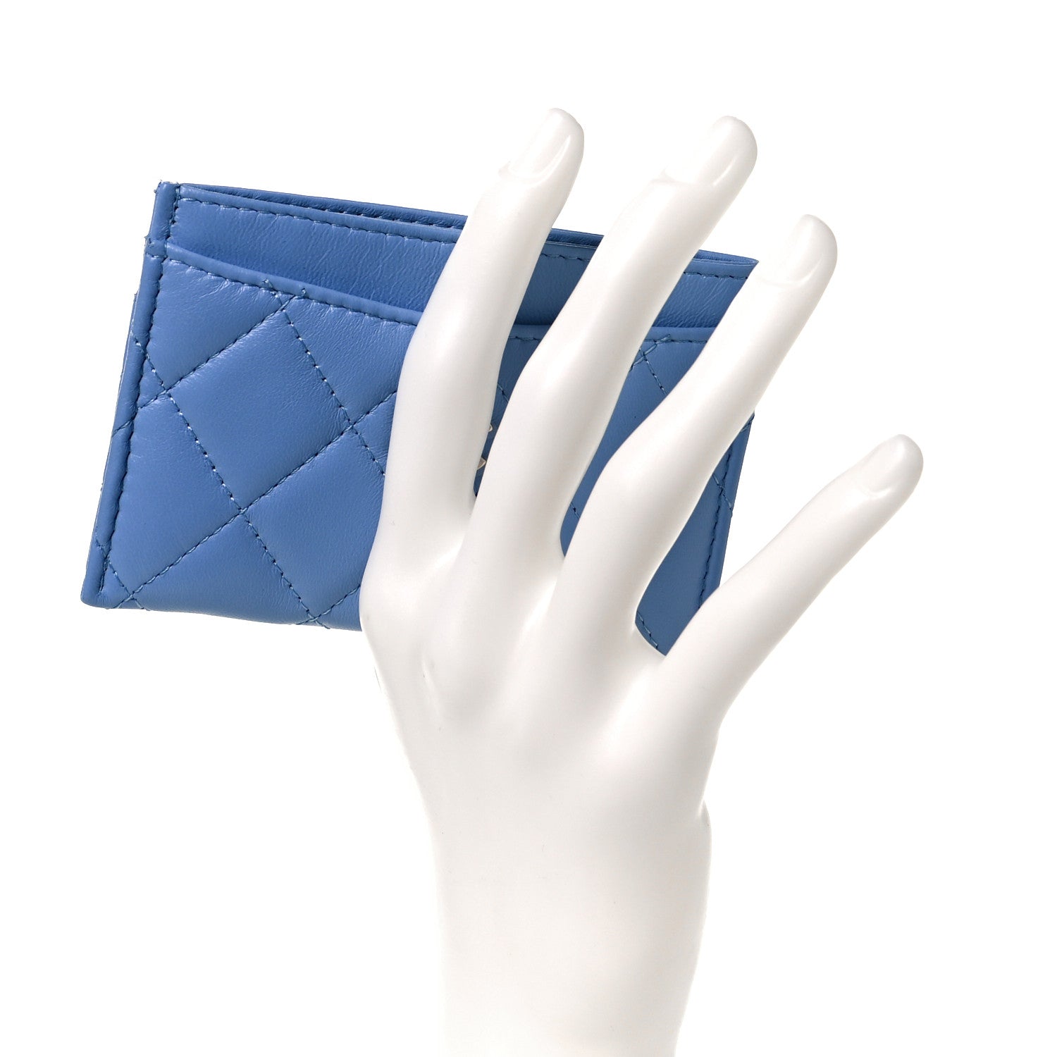 Chanel Lambskin Quilted Card Holder Light Blue 2 of 11