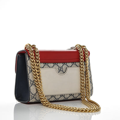 Gucci GG Supreme Monogram Moon Calfskin Small Padlock Shoulder Bag Beige Blue Hibiscus Red Mystic White 3 of 6