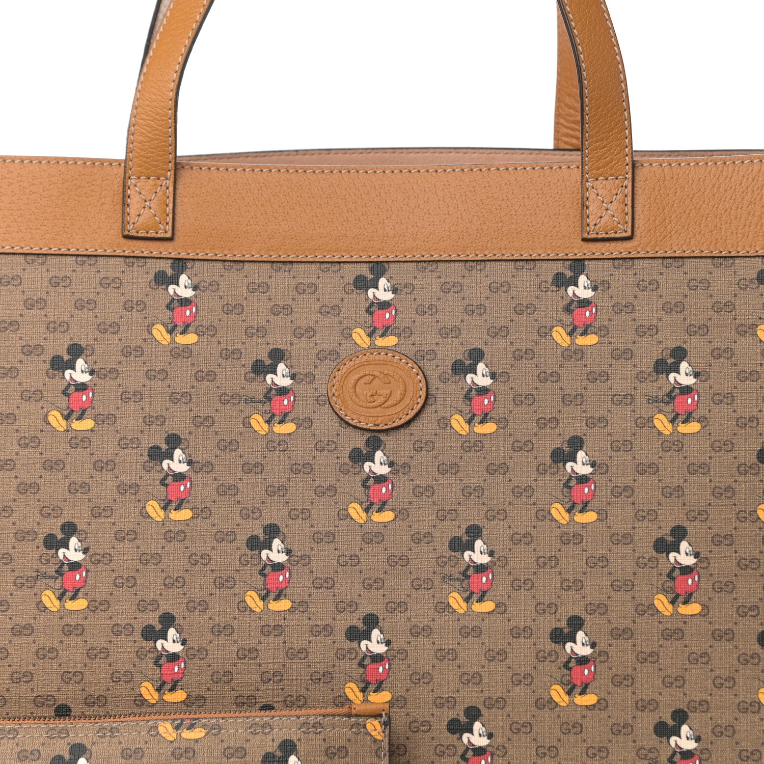 Gucci X DISNEY Mini Vintage GG Supreme Monogram Mickey Mouse Large Shopping Tote Beige Vintage Sun Oil 9 of 12