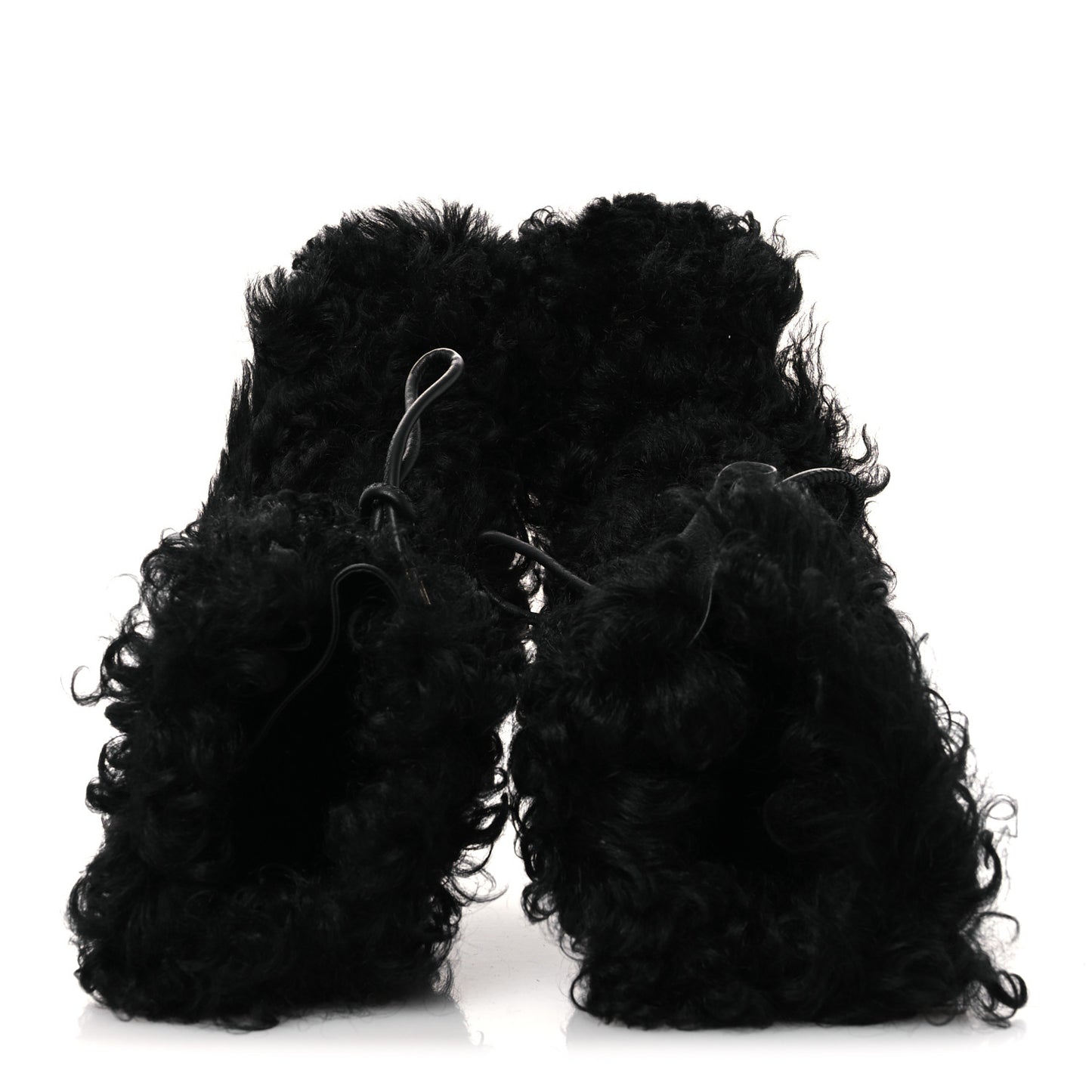 Shearling Sheepskin High Boots 37.5 Black