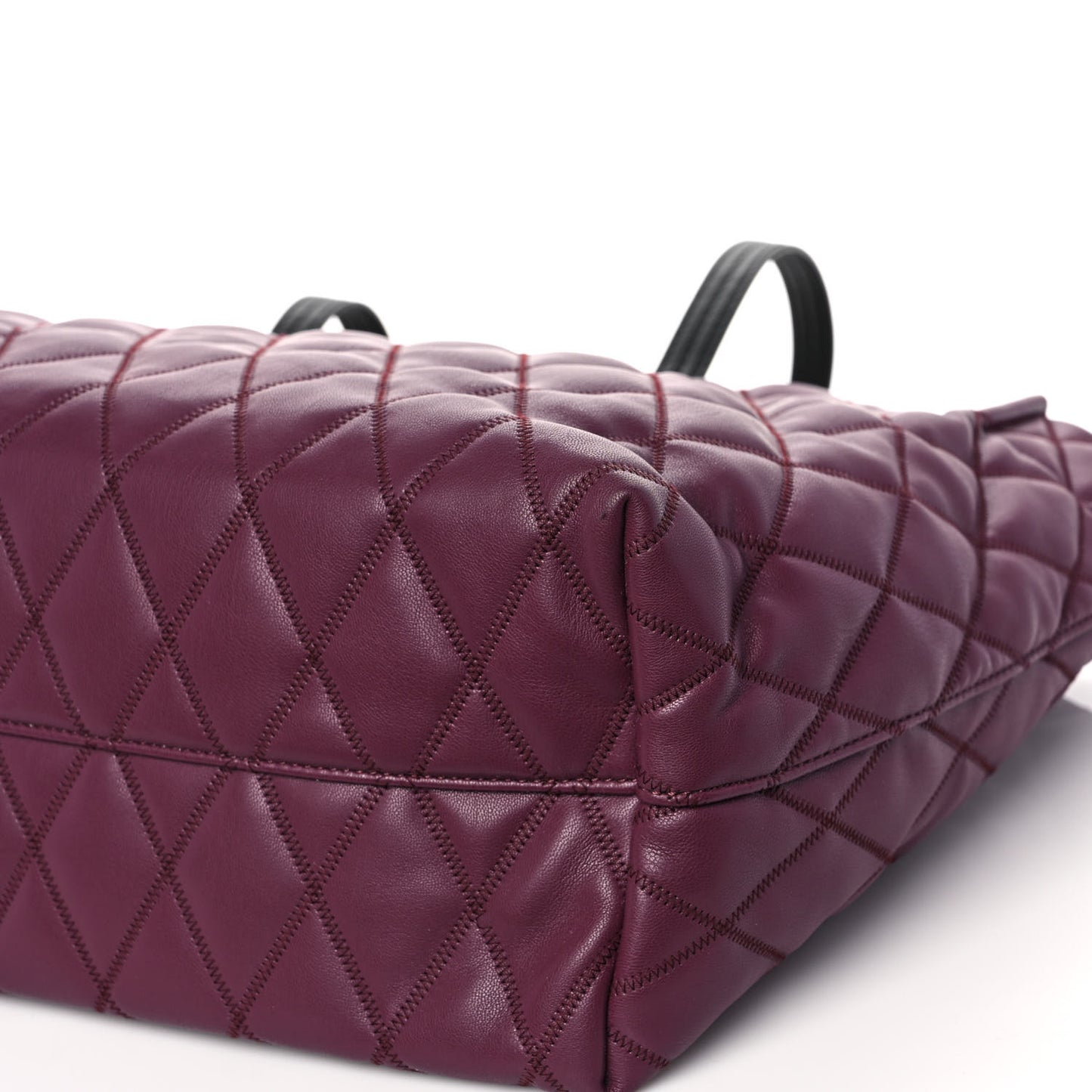 Rubber Effect Canvas Quilted Duo Shopper Tote Aubergine