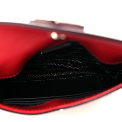 Prada Spazzolato Mini Cleo Flap Adjustable Strap Shoulder Bag Scarlatto Black 5 of 10