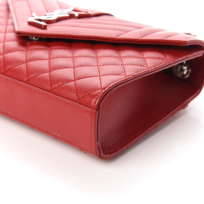 Saint Laurent Grain De Poudre Textured Mixed Matelasse Triquilt Medium Monogram Satchel New Red 7 of 10