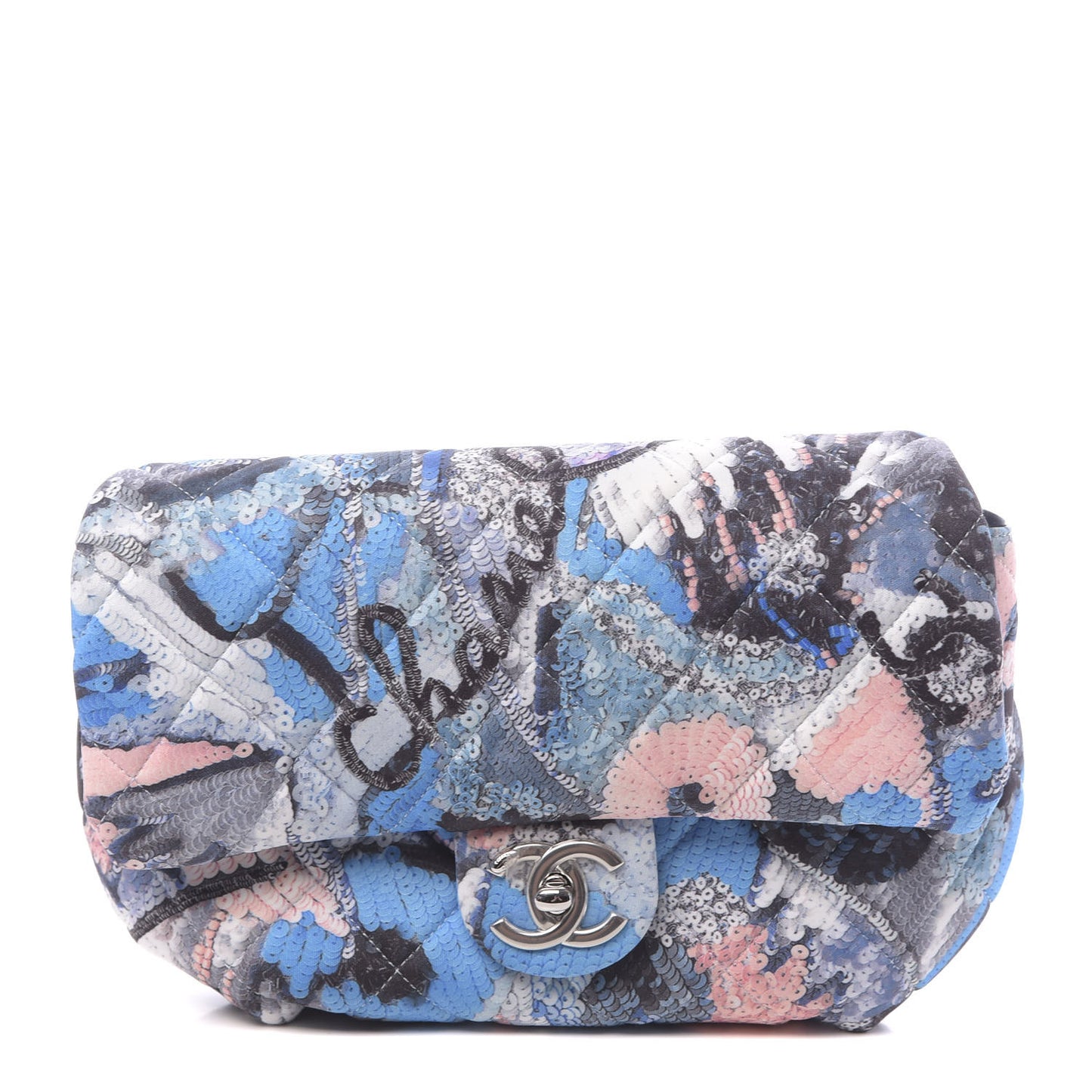 Canvas Sequin Print Quilted Waist Bag Multicolor