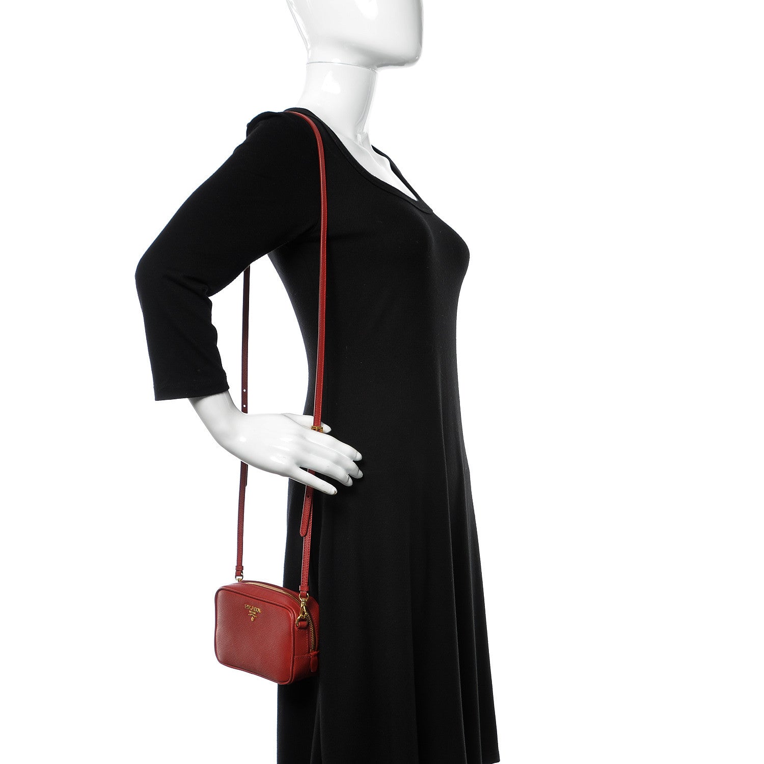 Prada Saffiano Mini Camera Crossbody Bag Rosso 2 of 9