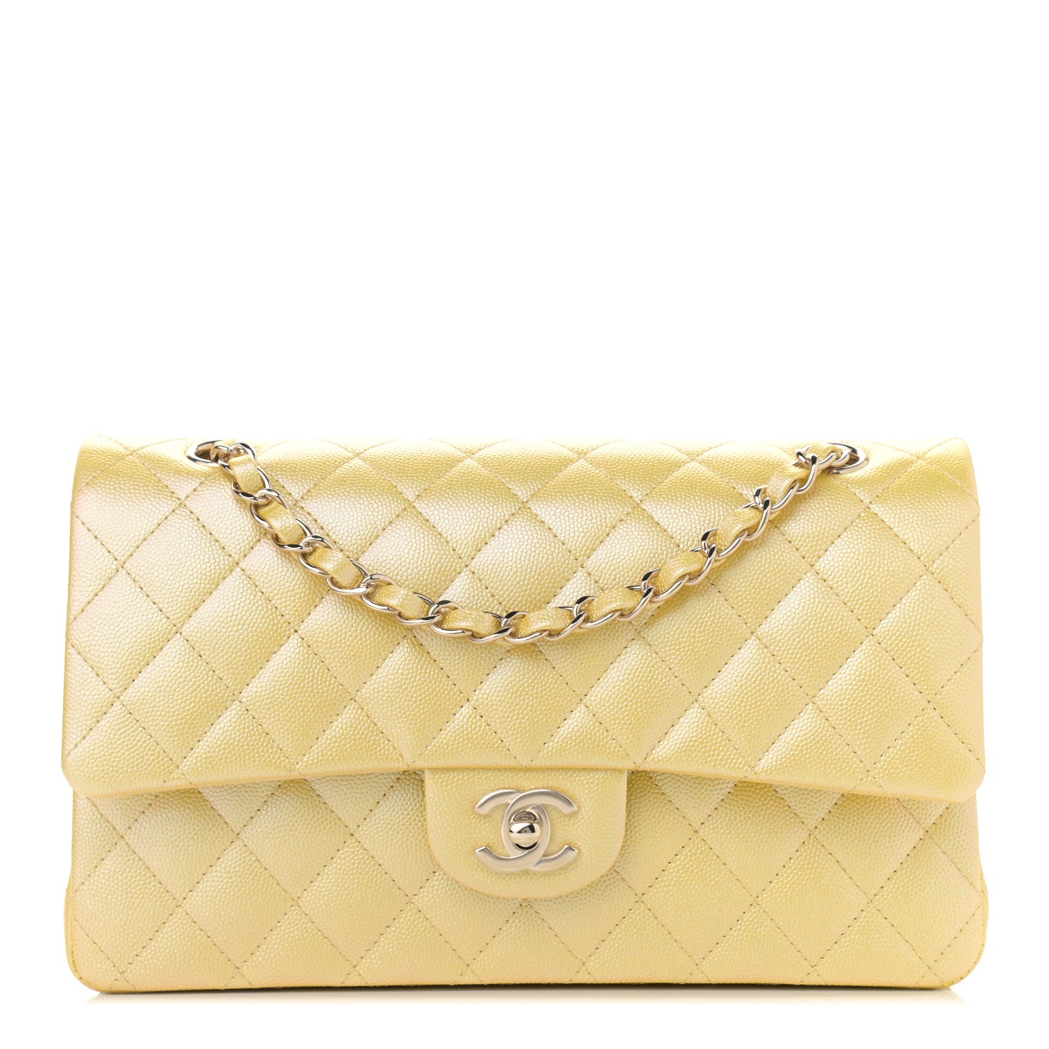 Chanel Iridescent Caviar Quilted Medium Double Flap Yellow 1 of 9