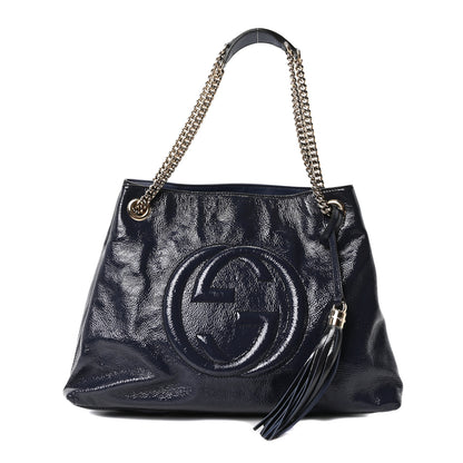 Gucci Vernice Naplack  Medium Soho Chain Shoulder Bag Uniform Blue 1 of 19