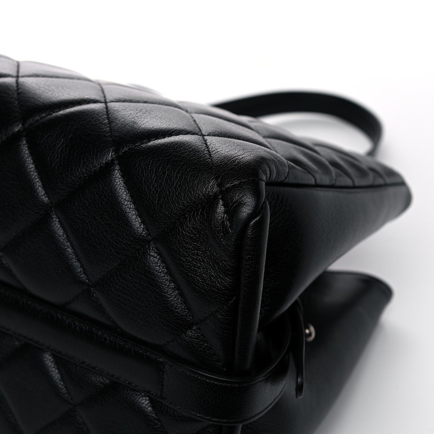Goatskin Quilted Large City Rock Shopping Bag Black