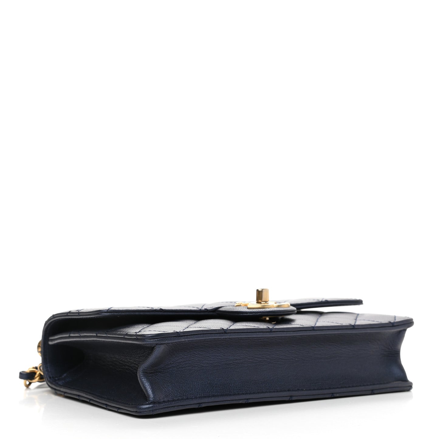 Iridescent Lambskin Quilted Small Chic Pearls Flap Blue