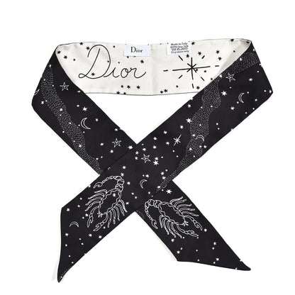 Christian Dior Silk Zodiac Scorpio Mitzah Scarf Black 1 of 5