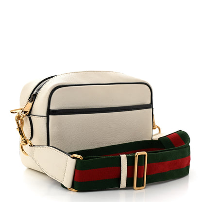 Gucci X ADIDAS Textured Dollar Calfskin Web Trefoil Logo Small Messenger Bag Off White Black 3 of 11