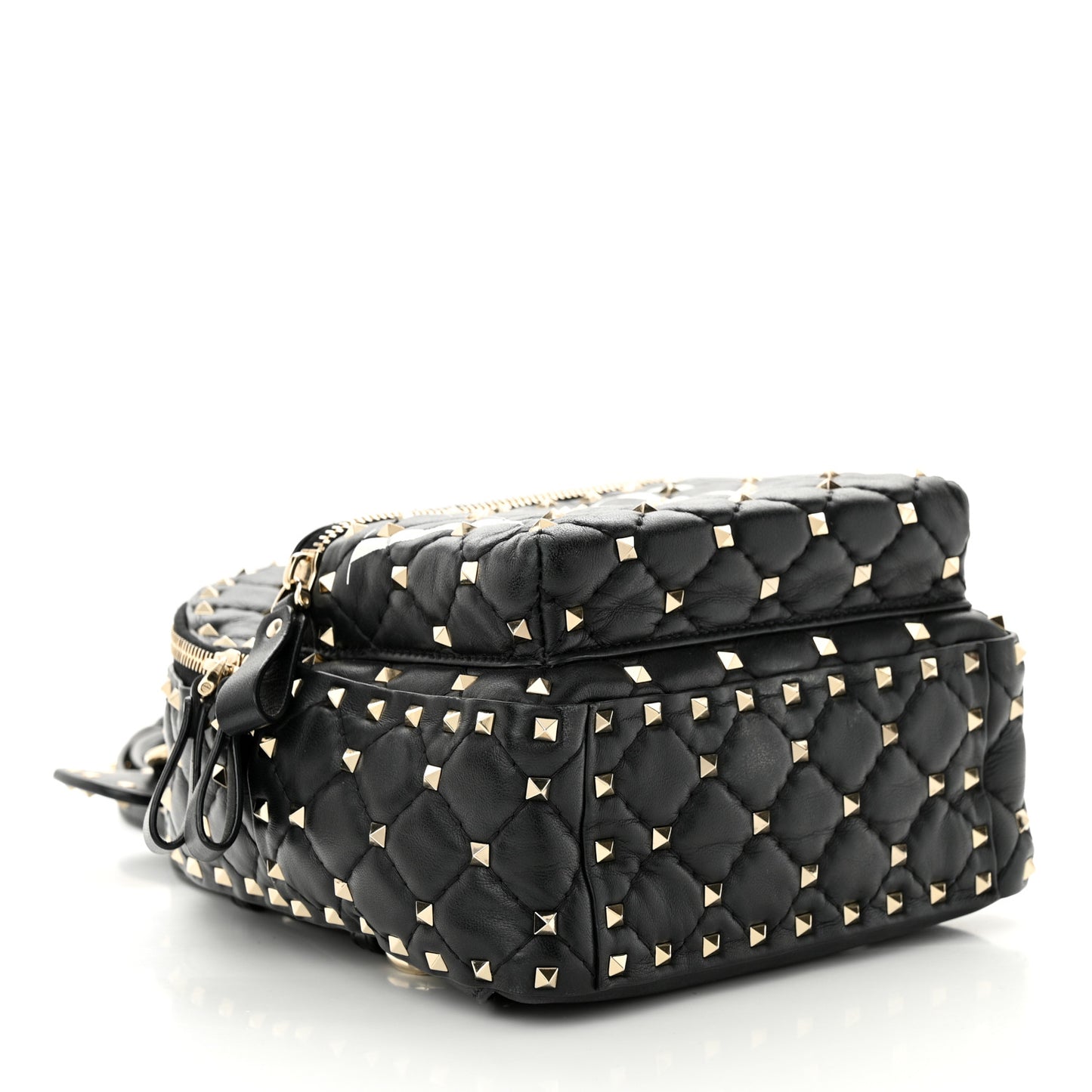 Lambskin VLTN Print Quilted Mini Rockstud Spike Backpack Black