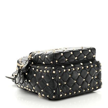 Valentino Garavani Lambskin VLTN Print Quilted Mini Rockstud Spike Backpack Black 4 of 14