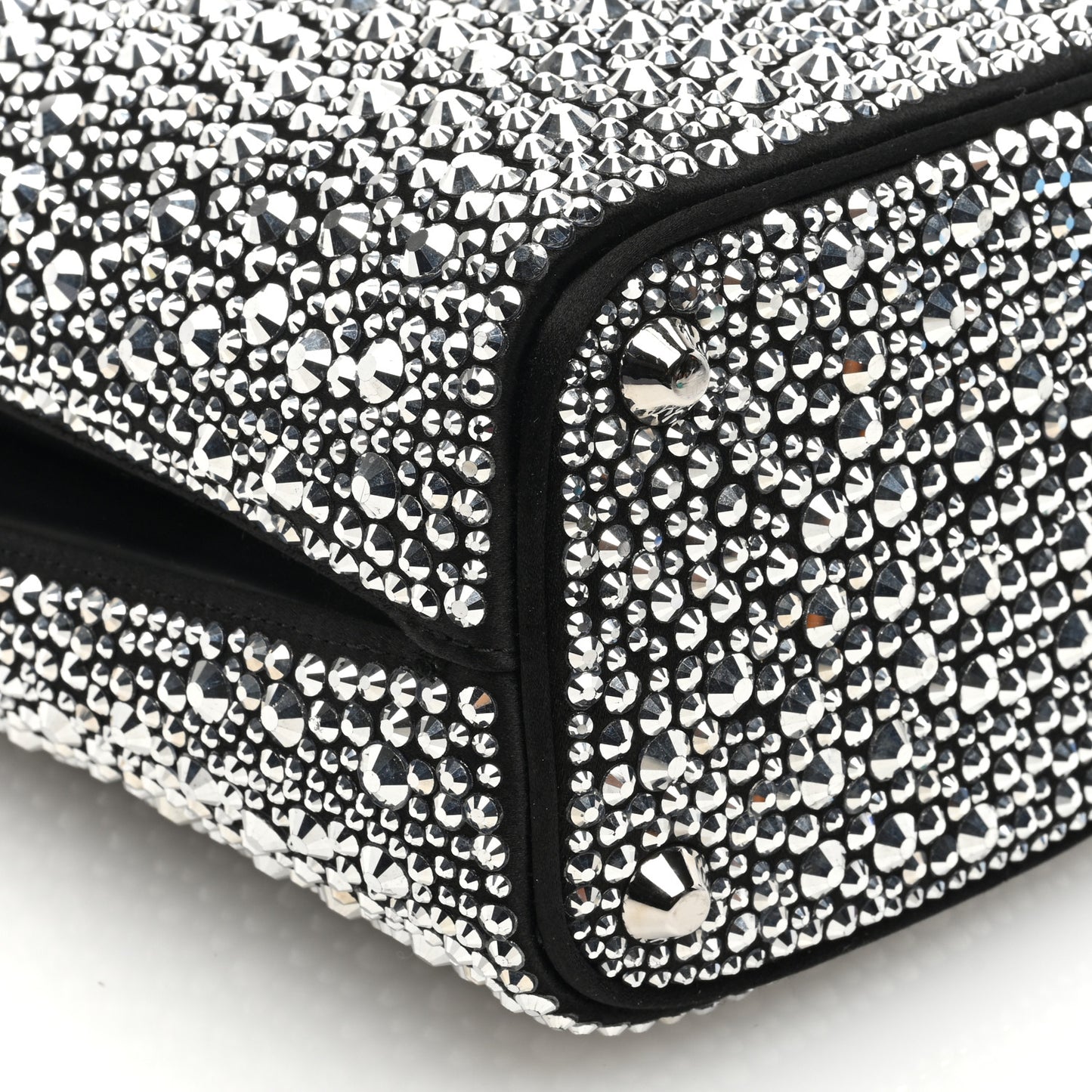 Satin Crystal Small Panier Bucket Bag Metal
