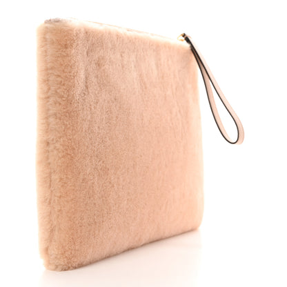 Fendi Shearling FF Inlay Large Flat Pouch Soap White 3 of 7