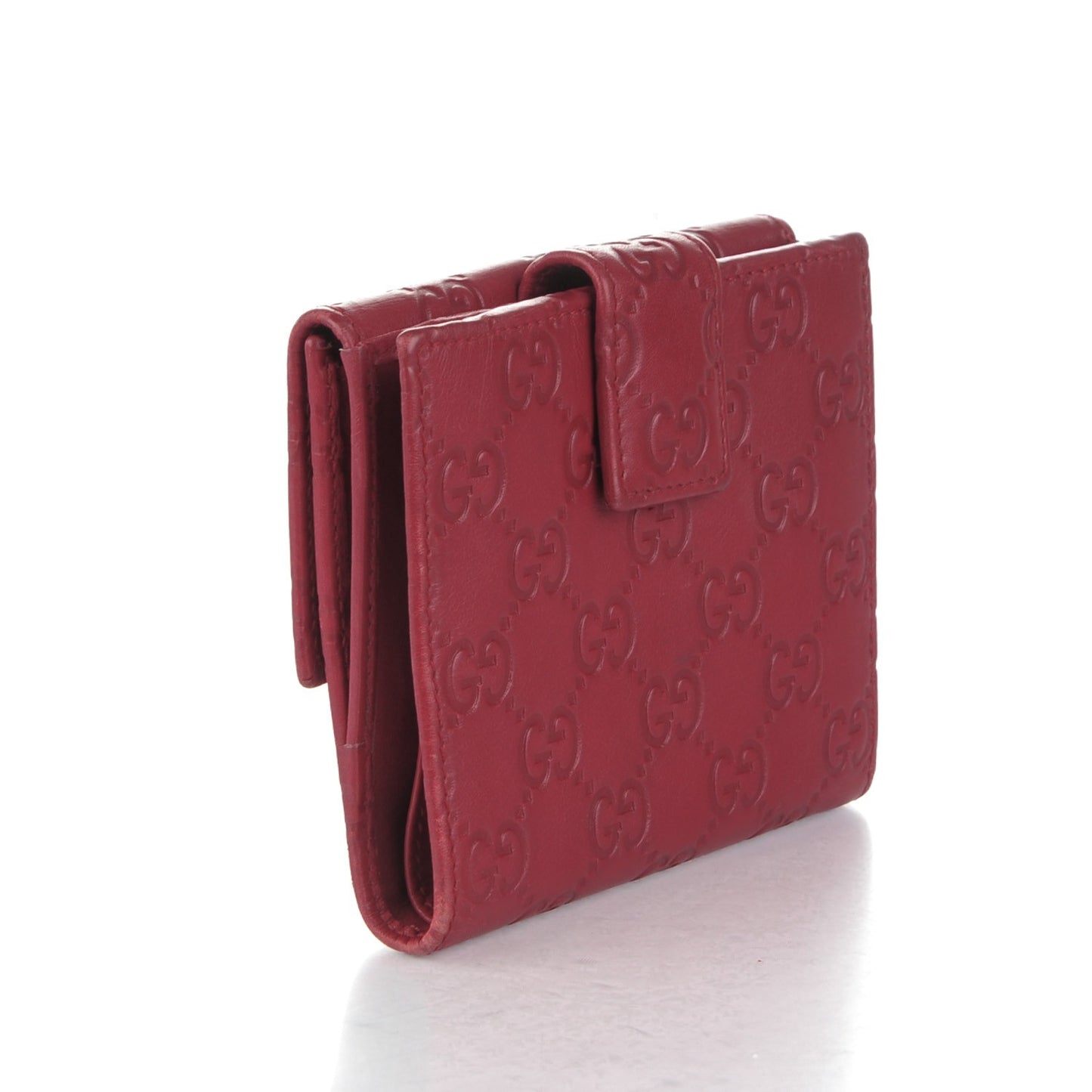 Guccissima Lovely Heart French Flap Wallet Red