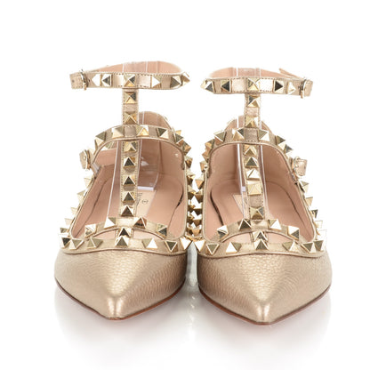 Valentino Garavani Pebbled Calfskin Rockstud Cage Ballerina Flats 35.5 Skin 2 of 6