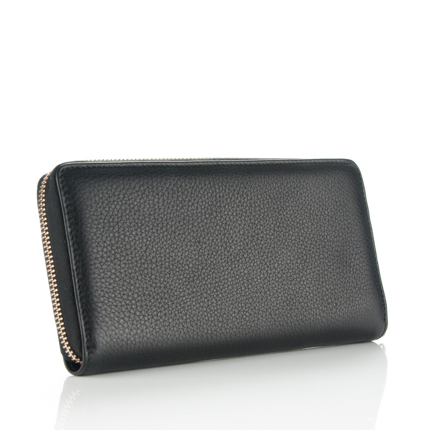 Gucci Pebbled Calfskin Bamboo Tassel Zip Around Wallet Black 2 of 6