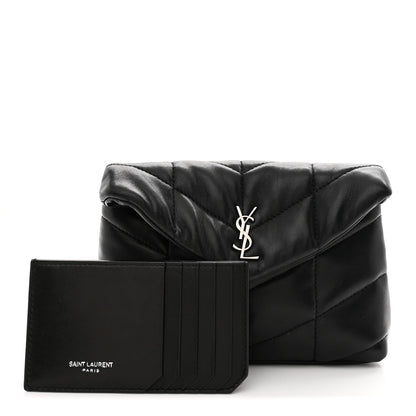 Saint Laurent Lambskin Monogram Loulou Puffer Pouch Clutch Black 3 of 11