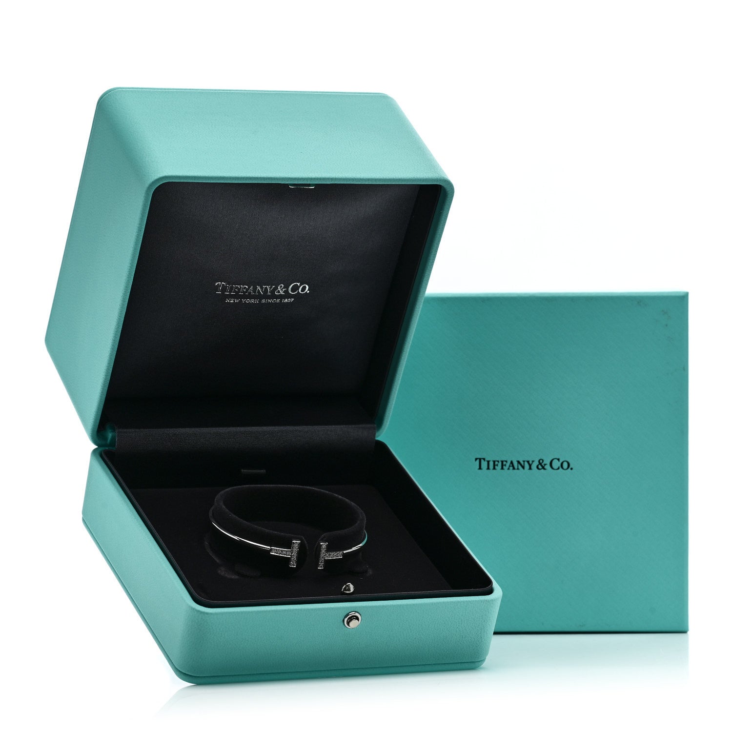 Tiffany 18K White Gold Diamond T Wire Bracelet 4 of 4