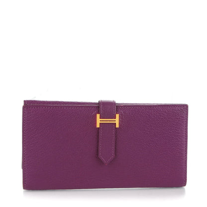 Hermes Chevre Mysore Bearn Tri-Fold Wallet Anemone 1 of 7