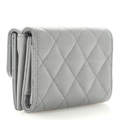 Chanel Caviar Quilted Textured CC Double Flap Wallet Grey 3 of 8
