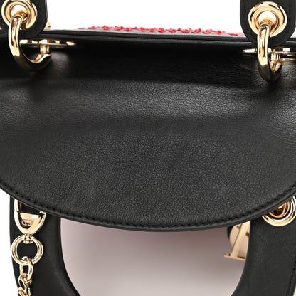 Christian Dior Smooth Calfskin Embroidered Heart Mini Lady Dior Black 8 of 9