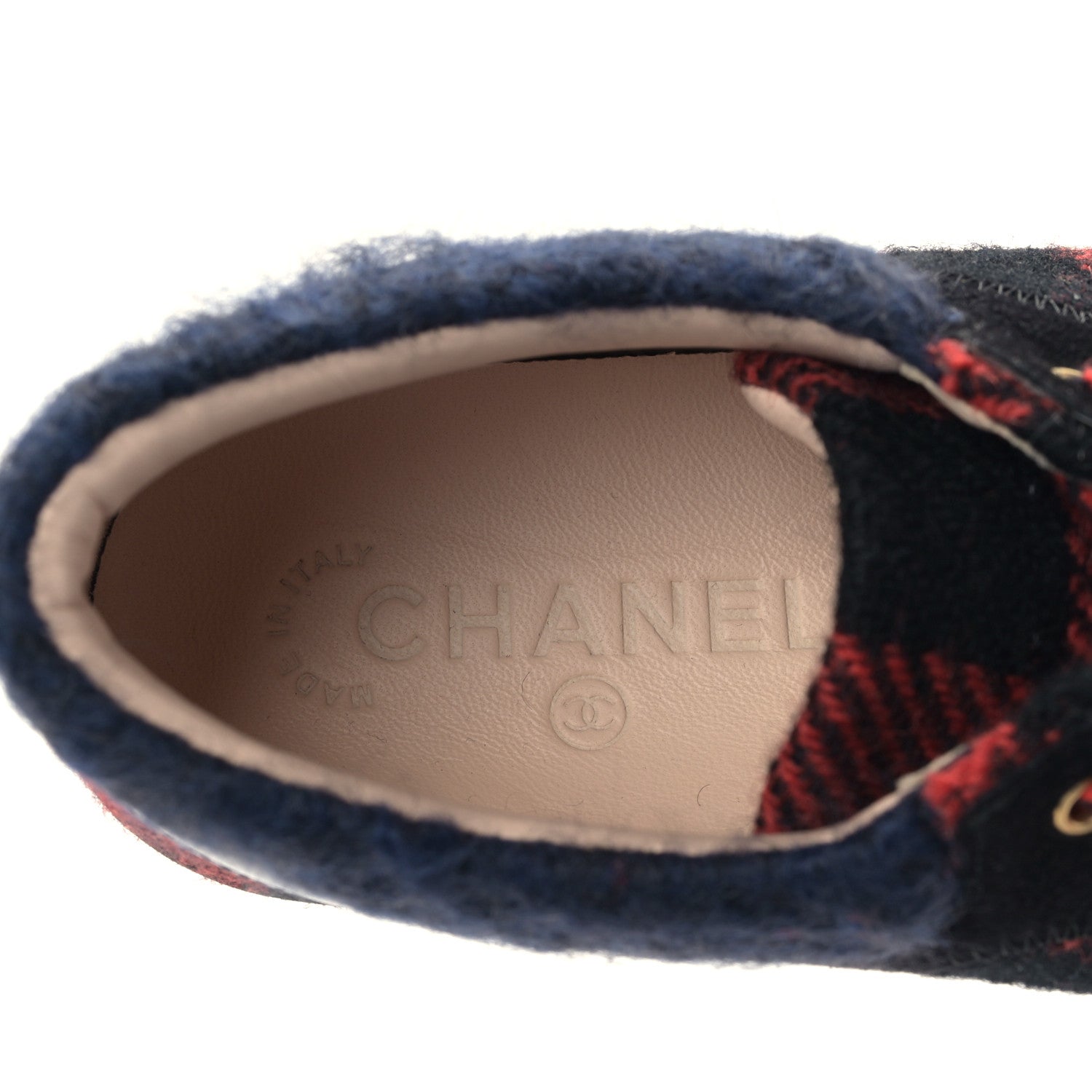 Chanel Tweed Suede Patent Calfskin Sneakers 36.5 Red Black Navy 7 of 8
