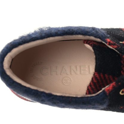 Chanel Tweed Suede Patent Calfskin Sneakers 36.5 Red Black Navy 7 of 8