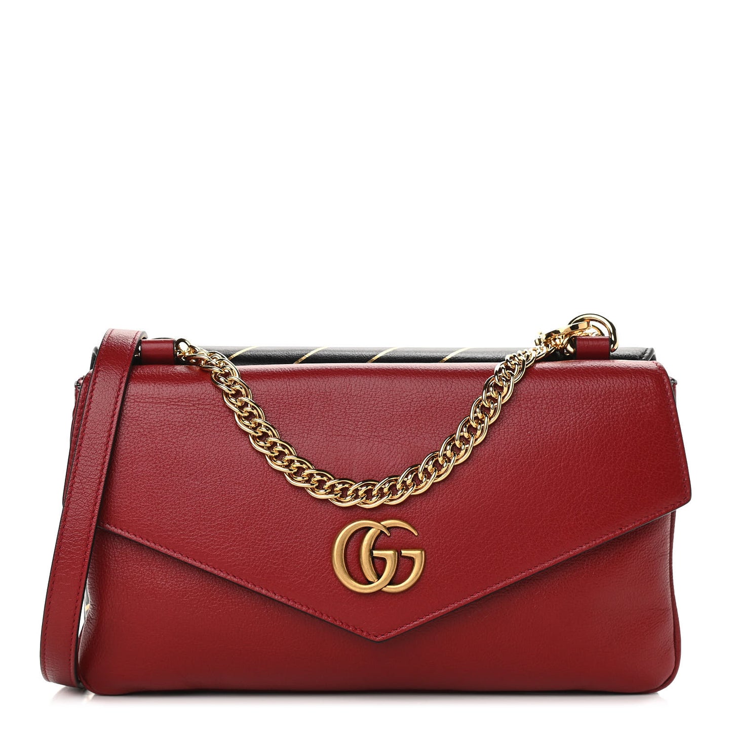 Calfskin Diagonal GG Medium Thiara Double Envelope Shoulder Bag Black Red