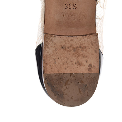 Chanel Lace Patent Calfskin Cap Toe CC Ballerina Flats 36.5 Off White Black 16 of 18