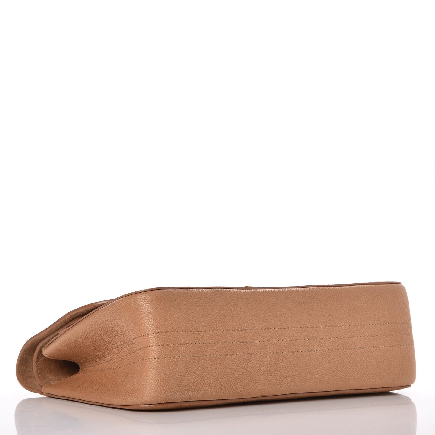 Grained Calfskin Jumbo Classic Pure Double Flap Beige