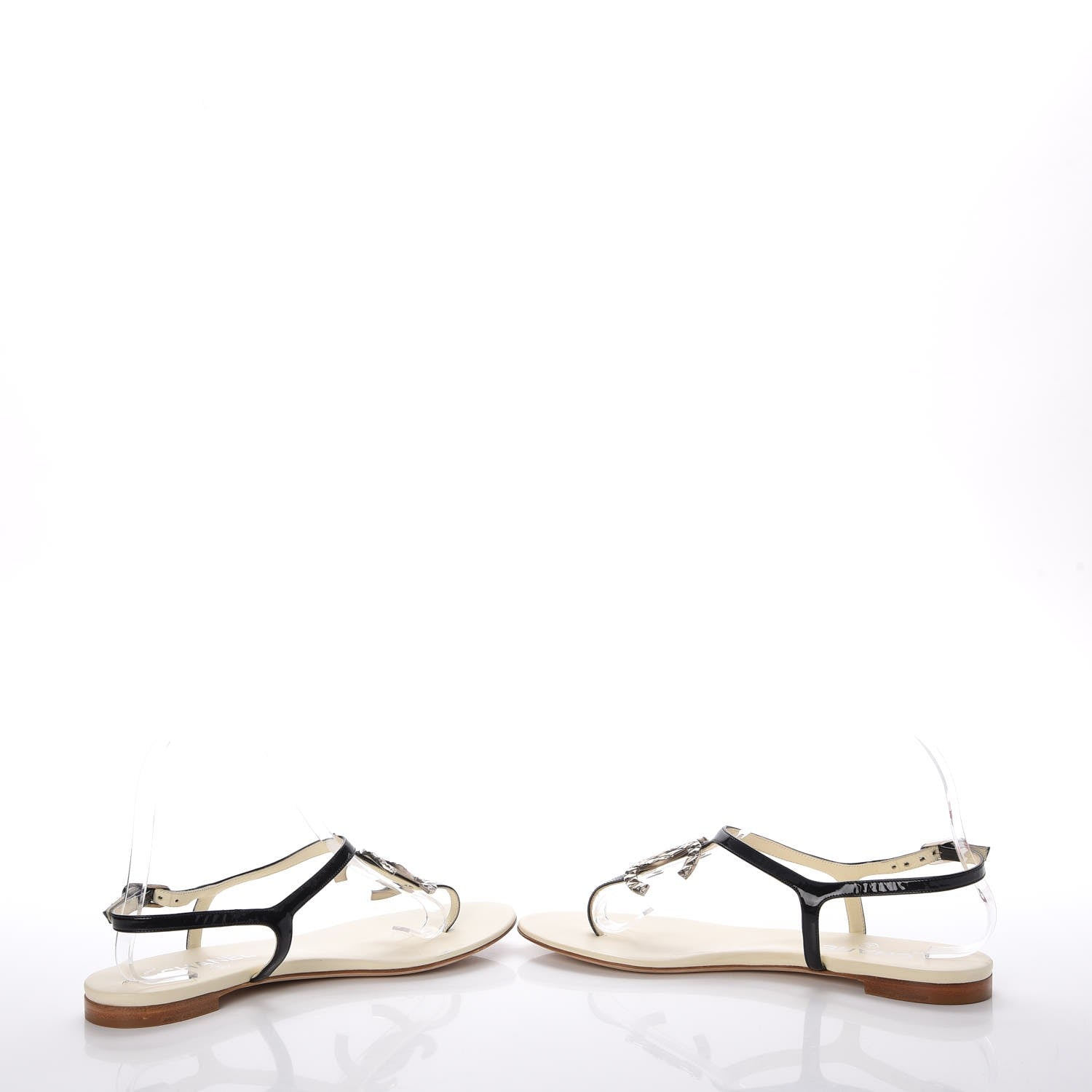 Chanel Patent CC Thong Sandals 38 Black 5 of 14