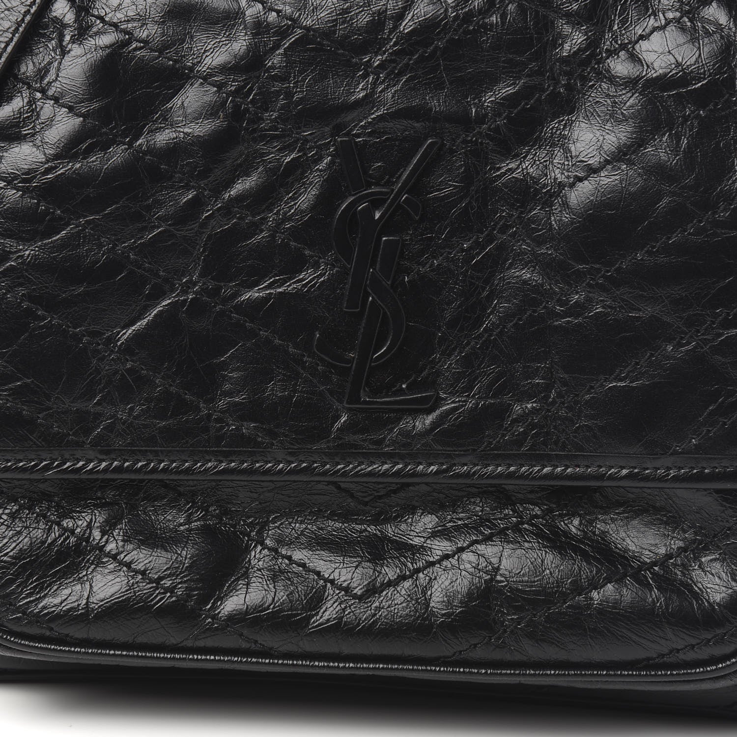 Saint Laurent Crinkled Calfskin Matelasse Monogram Medium Niki Chain Satchel Black 10 of 10