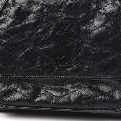 Saint Laurent Crinkled Calfskin Matelasse Monogram Medium Niki Chain Satchel Black 10 of 10