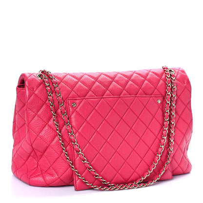 Chanel Calfskin Quilted Small XXL Travel Flap Bag Dark Pink 3 of 9