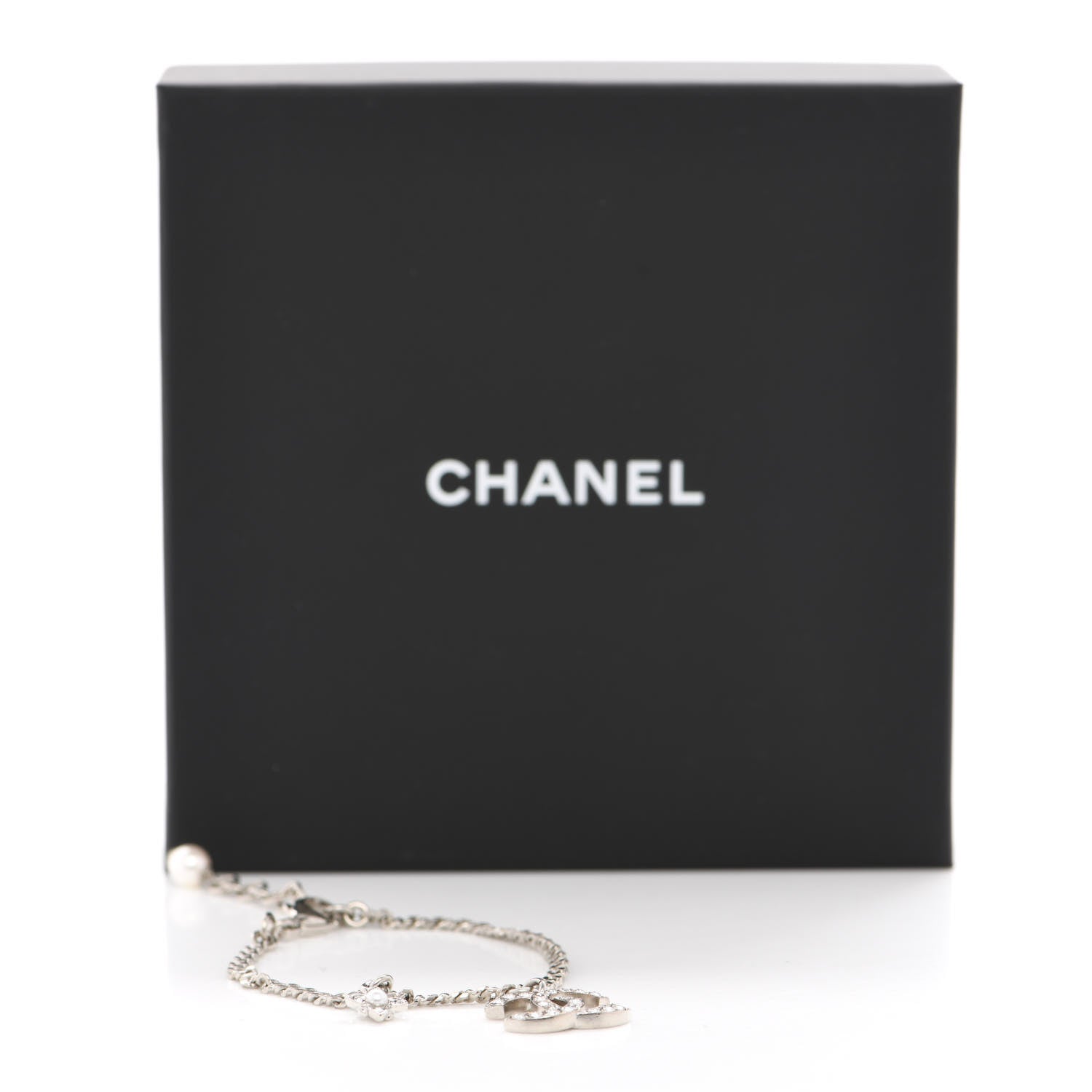 Chanel Crystal Pearl Flower CC Bracelet Silver 5 of 5