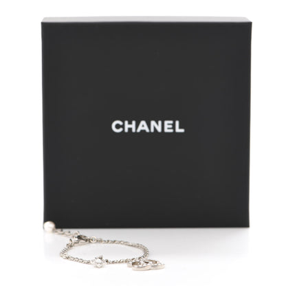 Chanel Crystal Pearl Flower CC Bracelet Silver 5 of 5
